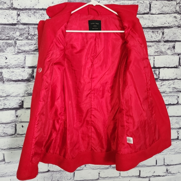 Red Love Tree Pea Coat - M - Picture 3 of 6
